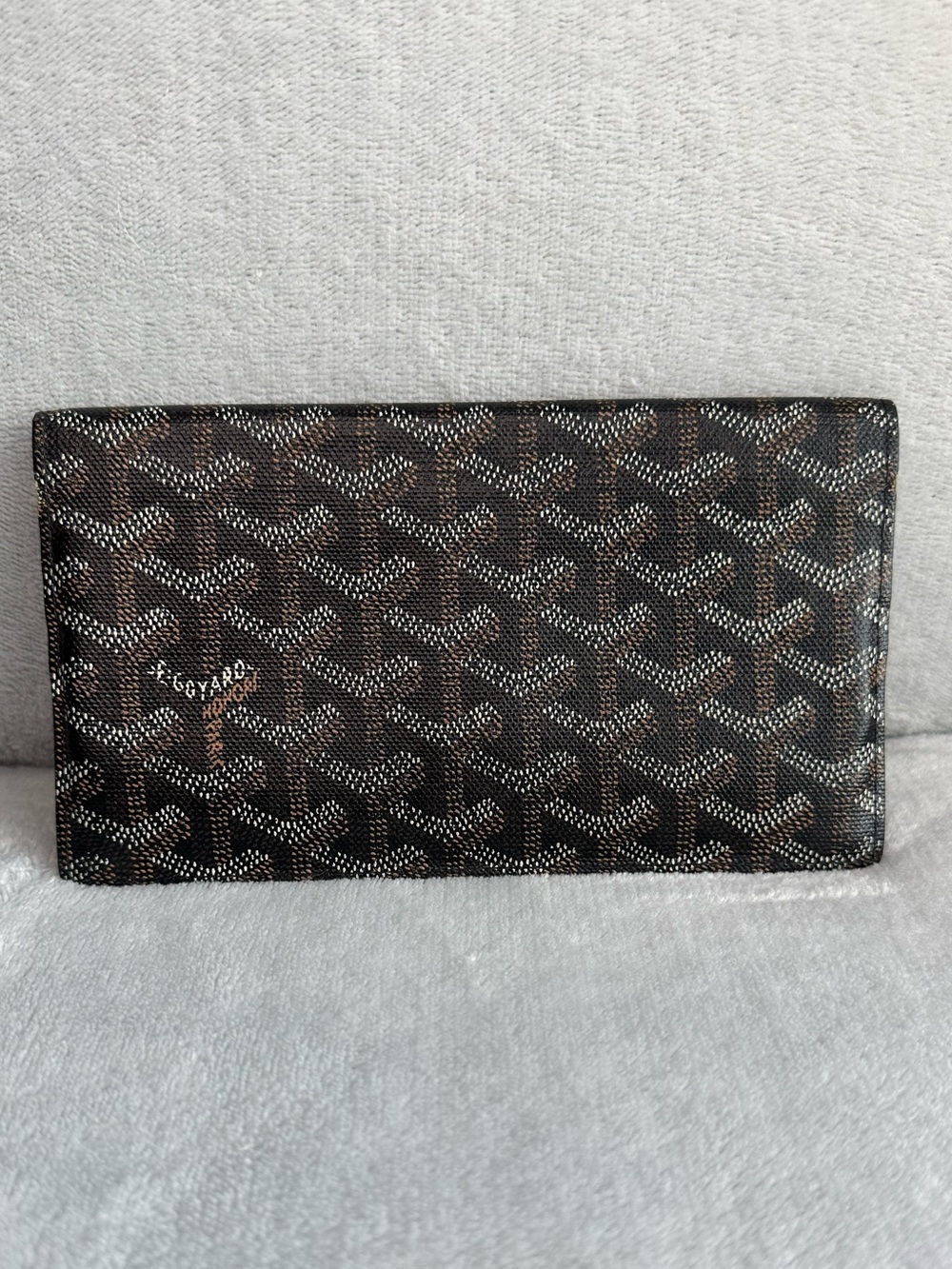 Goyard Black Goyardine Long Bifold Wallet Yellow Interior Made in France COA
